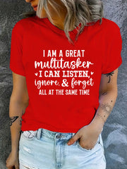 Letter Graphic Crew Neck T-shirt Short Sleeve Casual Sports Summer Top