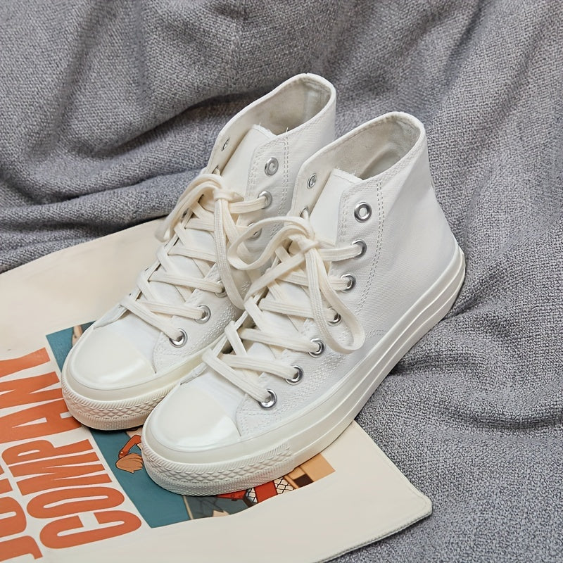 Women's Solid Canvas Lace Up Outdoor Shoes Comfortable Skate Shoes