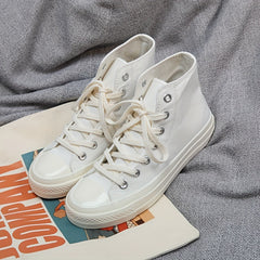 Women's Solid Canvas Lace Up Outdoor Shoes Comfortable Skate Shoes