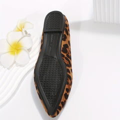 Leopard Print Flat Shoes Soft Sole Micro Suede Casual Flats