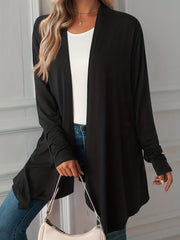 Casual Cardigan Women's Plus Solid Long Sleeve Open Front