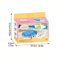 Dollhouse Swimming Pool Set Beach Chair Toy