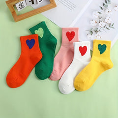 Heart Pattern Socks for Women Breathable Sports Stockings