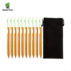 GeerTop 10 Pack Aluminum Tent Stakes Heavy Duty Metal Pegs