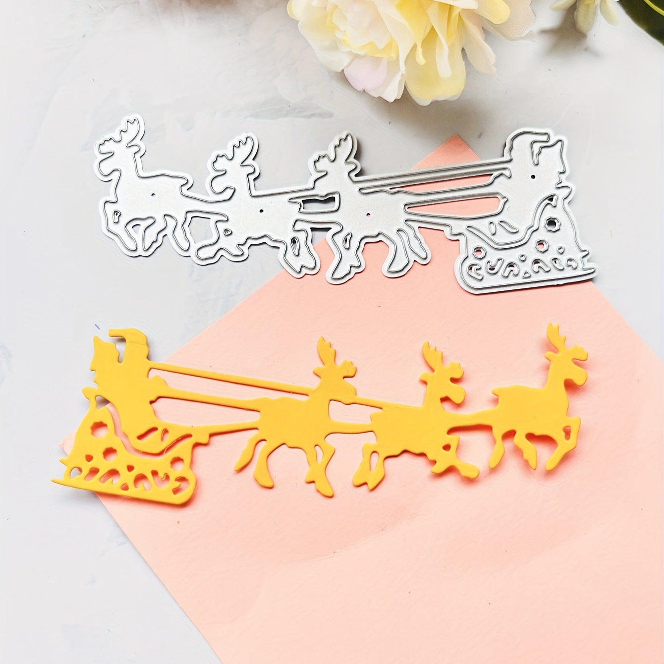 1pc Christmas Style Christmas Deer Pull Old Man Metal Cutting Dies Stencils