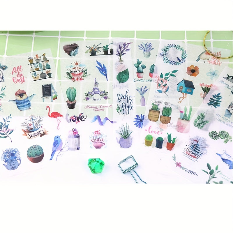 6pcs Creative Washi Paper Stickers Set for Artistic Creations