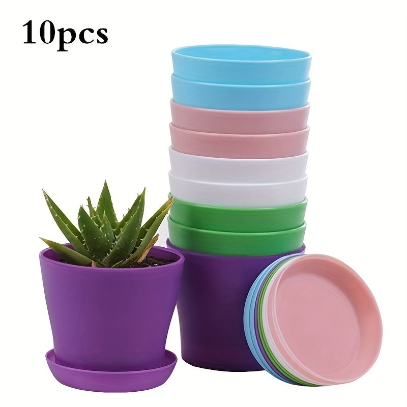 10pcs Plastic Planters Modern Decorative Gardening Containers for Home Garden