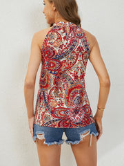 Paisley Print Sleeveless Top Halter Neck Casual Summer & Spring