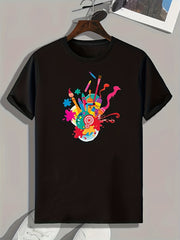 Brush & Palette Print Men's Comfy T-shirt for Outdoor Summer