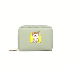 Cartoon Cat Coin Purse Girls PU Leather Zipper Small