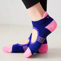 Letter Graphic Stripe Yoga Socks Anti-slip Athletic Ankle Socks
