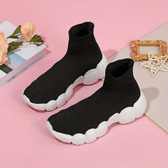 Women's Breathable Knit Sneakers Mid Top Casual Shoes