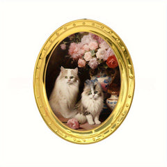 1:12 Dollhouse Wall Decoration Murals Rose and Cat Still Life Paintings