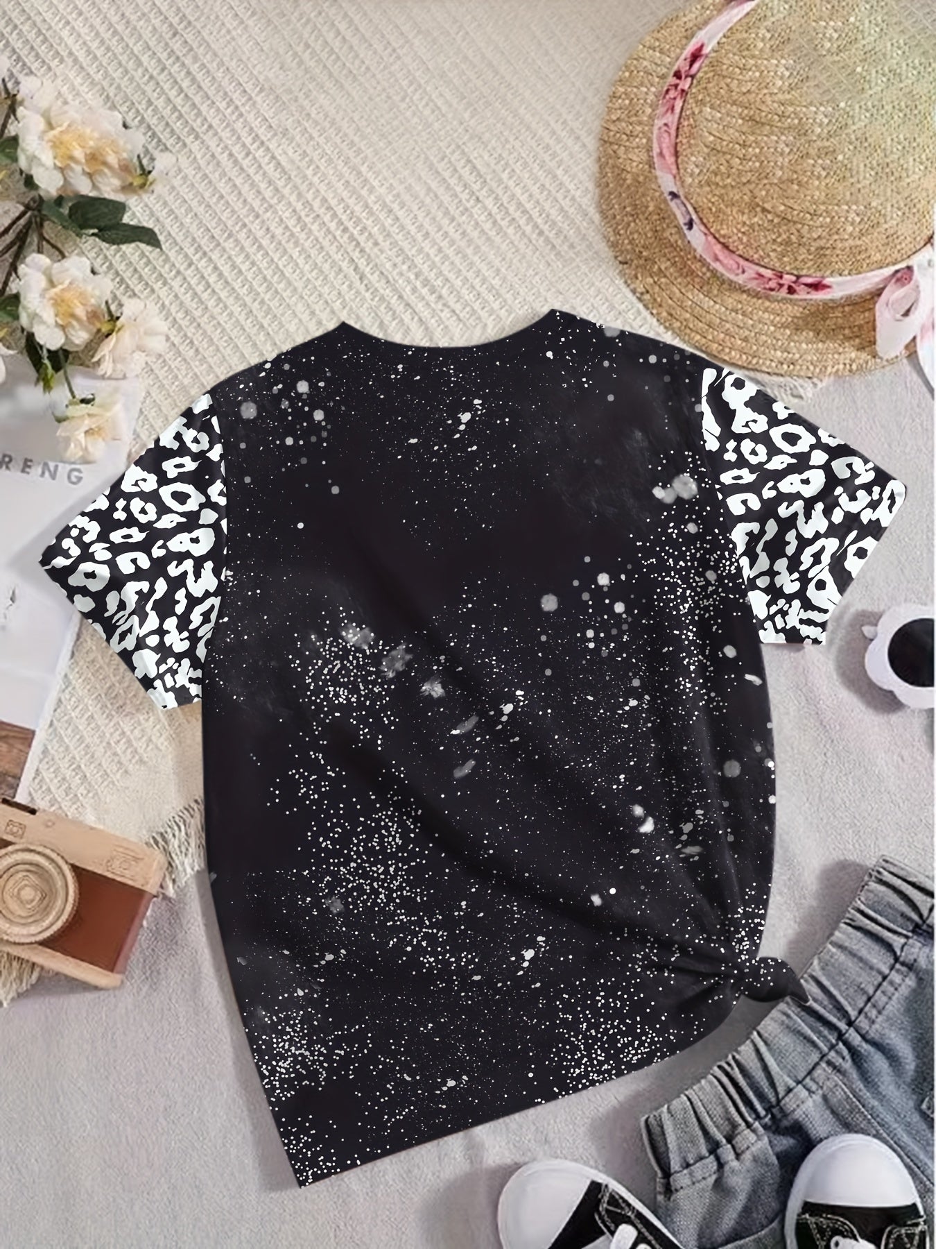 Leopard Print MOM Graphic Short Sleeve T shirt Girls Summer Clothes Sports