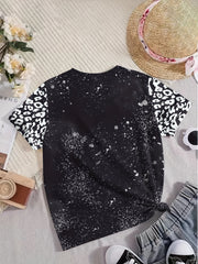 Leopard Print MOM Graphic Short Sleeve T shirt Girls Summer Clothes Sports