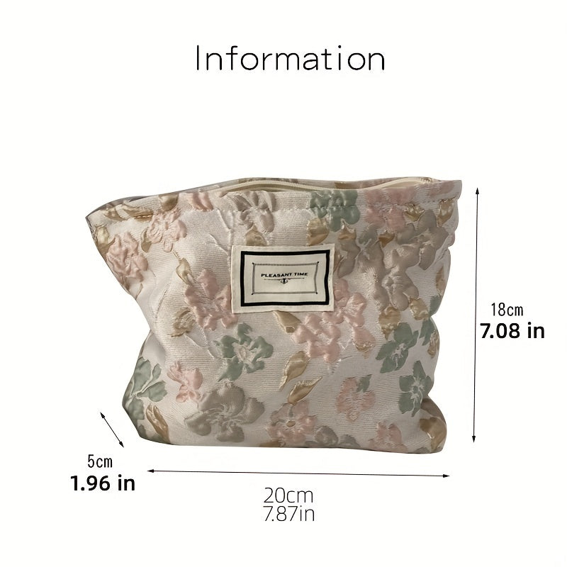 Floral Makeup Bag Zipper Cosmetic Organizer Travel Portable Pouch