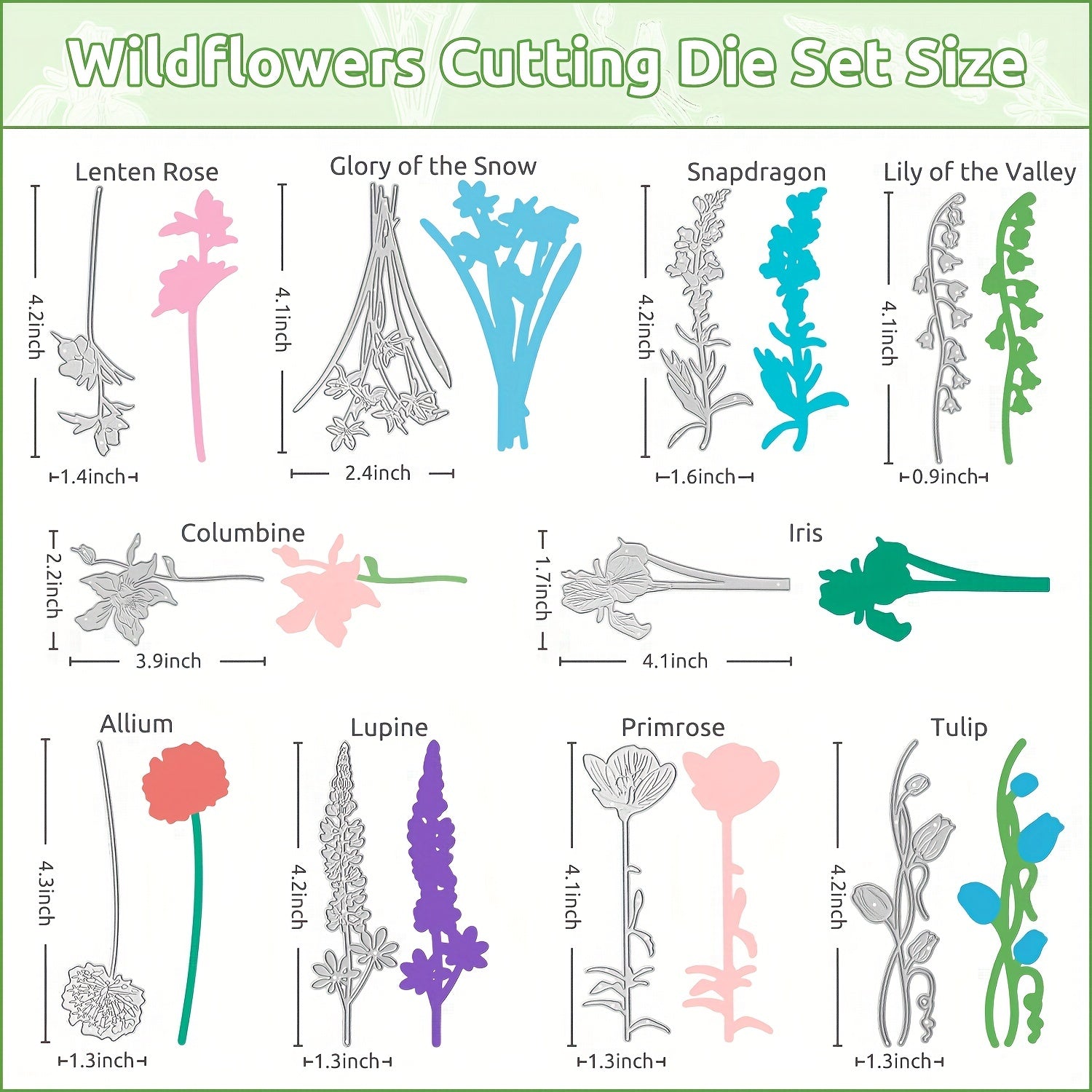 10pcs Wildflower Metal Cutting Dies for DIY Scrapbooking