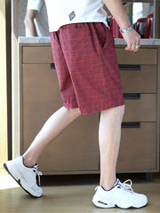 Letter Print Beach Shorts Men's Elastic Waist Drawstring Shorts