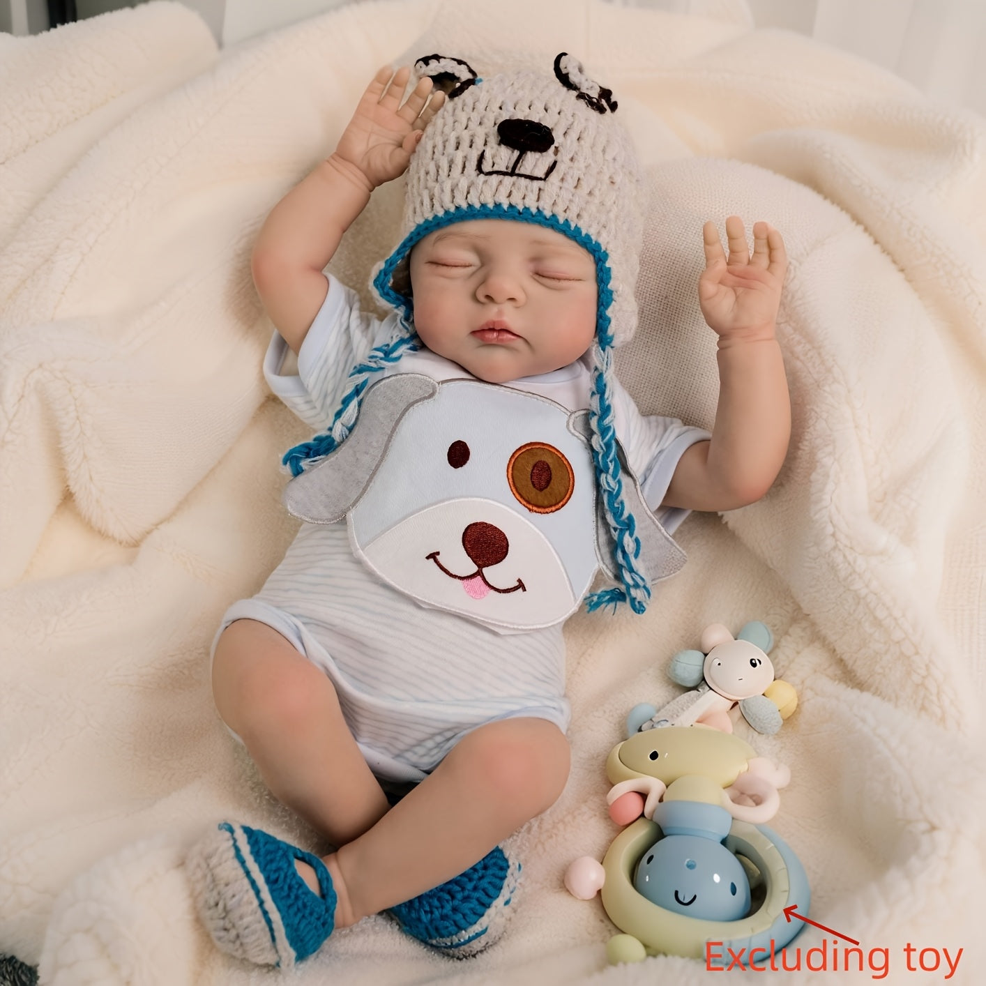 17 Inch Reborn Kids Doll with Hand Painted 3D Hair Soft Cloth Body