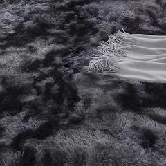 Dark Grey Tie Dye Shaggy Rug Soft Fluffy Carpet Non Slip Washable