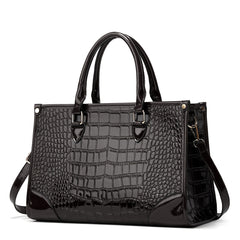 Crocodile Pattern Tote Bag Solid Handbag Classic Satchel Work Women's Bag