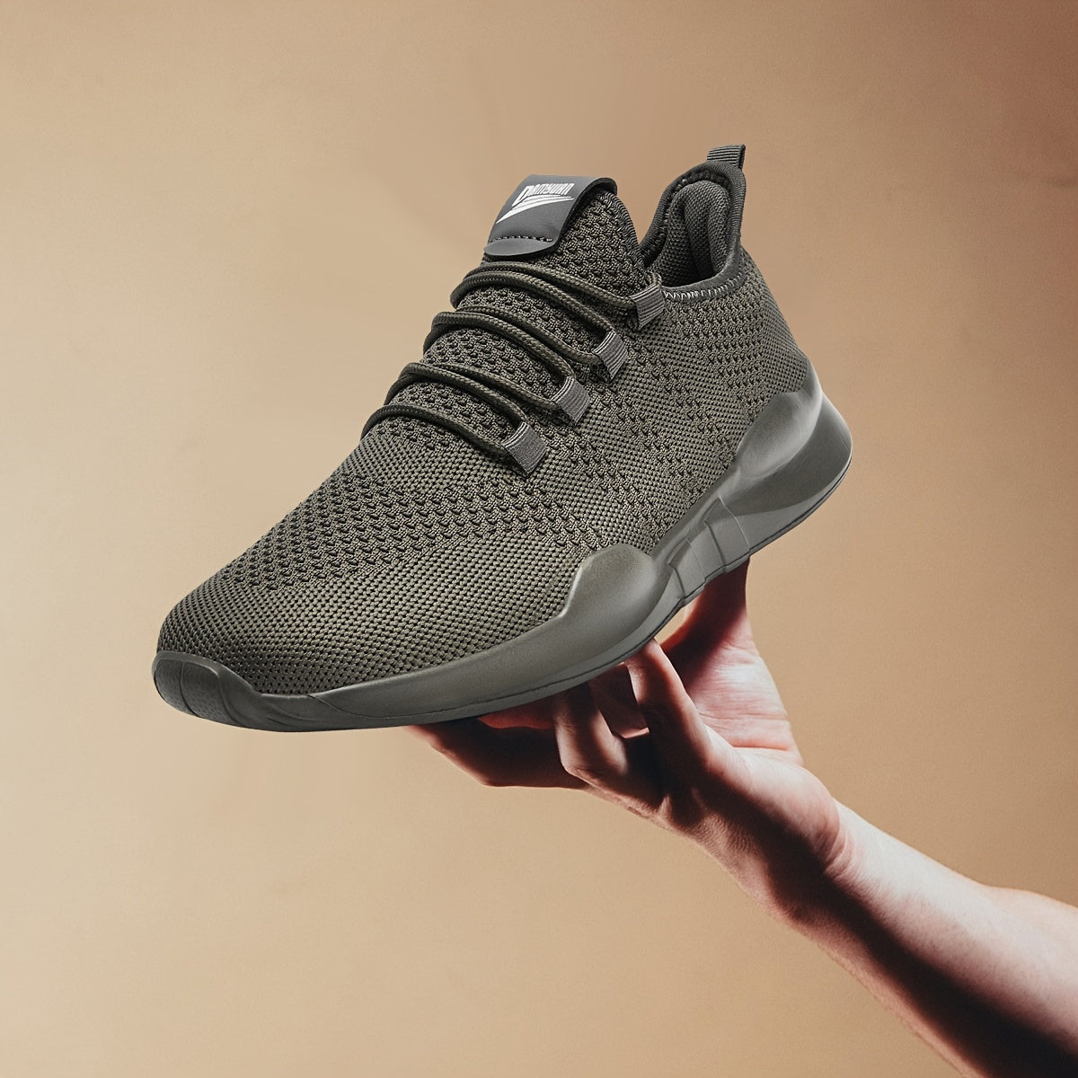 Men's Breathable Knit Lace Up Casual Shoes Non-slip Running Sneakers