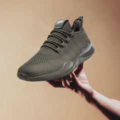 Men's Breathable Knit Lace Up Casual Shoes Non-slip Running Sneakers