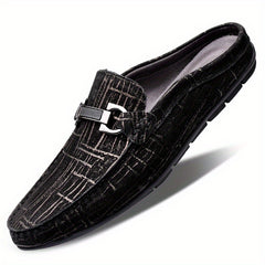 Men's Metallic Moc Toe Slip on Mules Casual Walking Slippers
