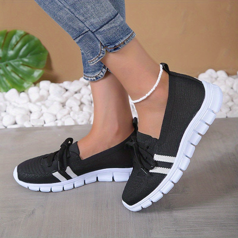 Women's Colorblock Knit Sneakers Low Round Toe Lightweight Sporty Shoes