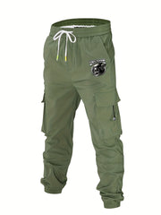 Men's Casual Skull Print Cargo Pants with Pockets