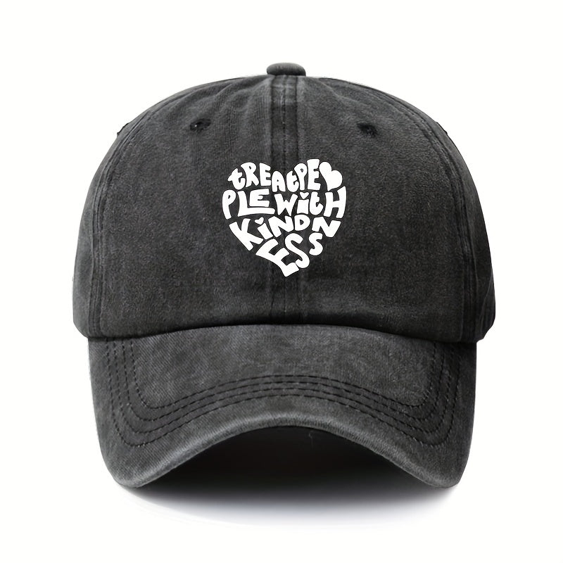 Heart Pattern Retro Baseball Cap Adjustable Sunscreen Hat