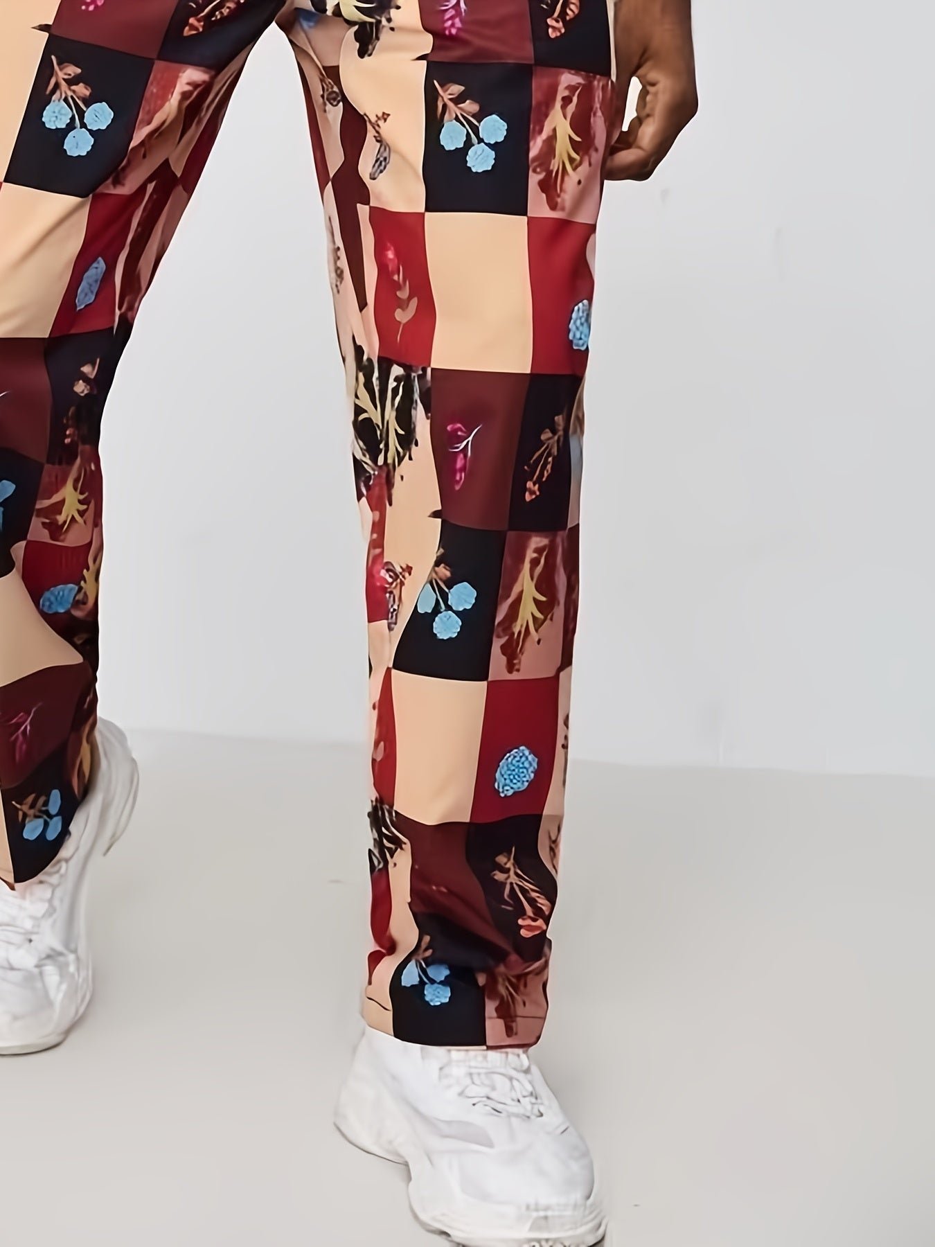 Men's Plaid Casual Pants Straight Leg Trousers