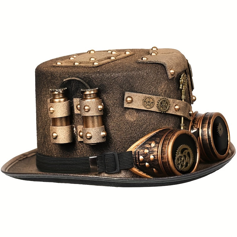 Steampunk Golden Hat With Goggles Stage Performance Halloween Cosplay