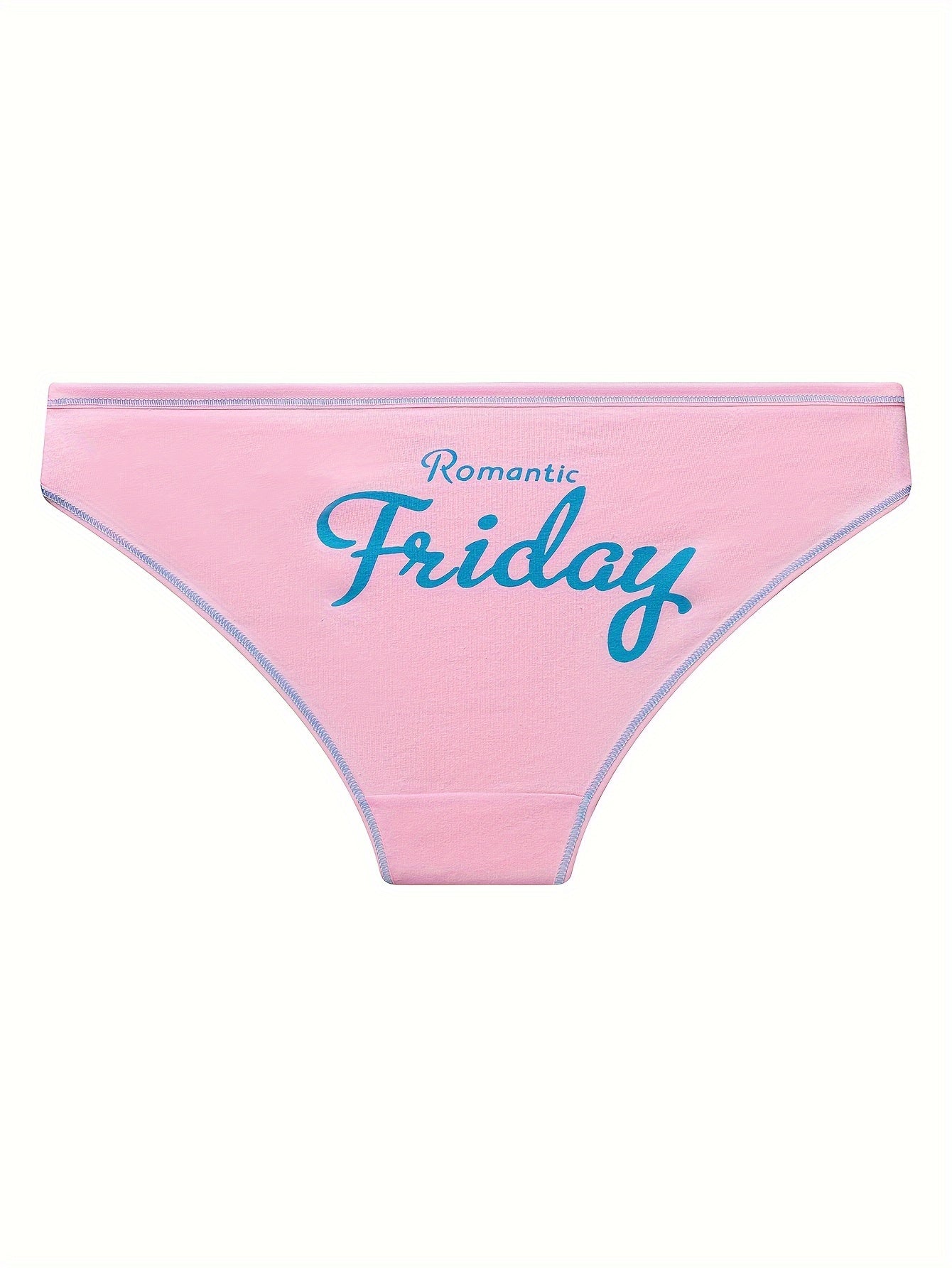 7 Pack Plus Size Letter Print Panties Women's Plus Knot Front Lingerie