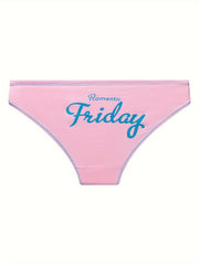 7 Pack Plus Size Letter Print Panties Women's Plus Knot Front Lingerie
