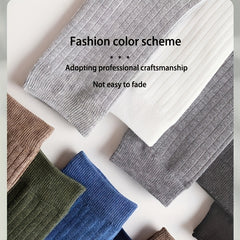 Men's Solid Casual Mid-calf Socks for Business Wear