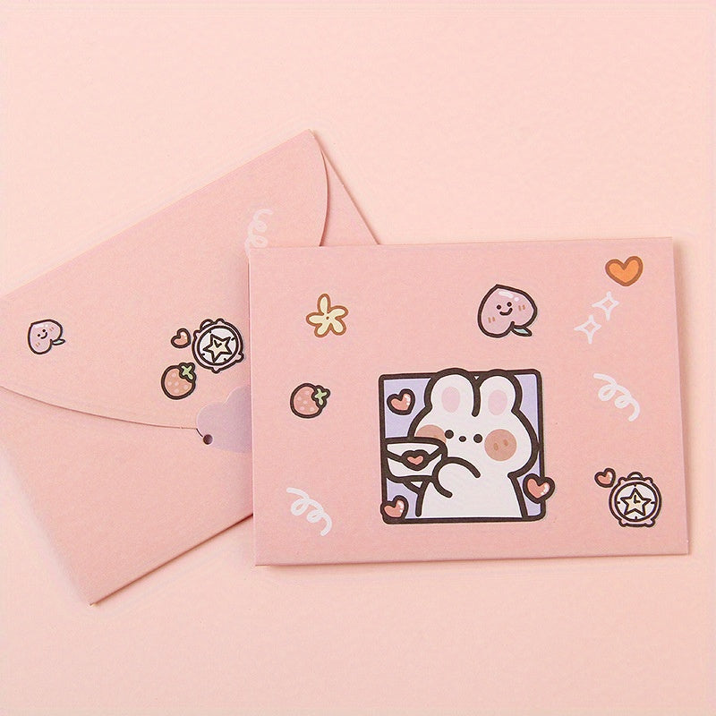 10pcs Cartoon Greeting Card Envelope DIY Message Small Card Birthday Postcard