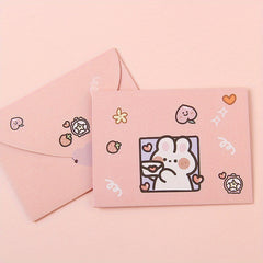 10pcs Cartoon Greeting Card Envelope DIY Message Small Card Birthday Postcard