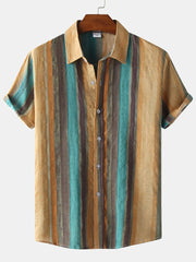 Mens Beach Style Stripe Painting Short Sleeve T-Shirt