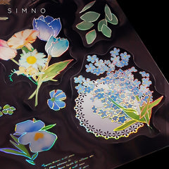 6pcs Sparkling Flowers Stickers Foil Stamped Water Resistant DIY Decoration