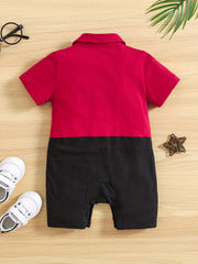 Baby Boy's Cotton Romper with Bowtie Collar