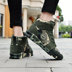 Camo Pattern High Top Wedge Sneakers Lightweight Lace-up Shoes