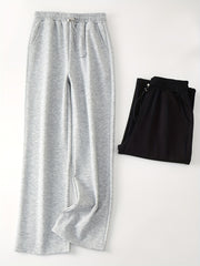 2pcs Straight Leg Sports Jogger Pants Elastic Waist