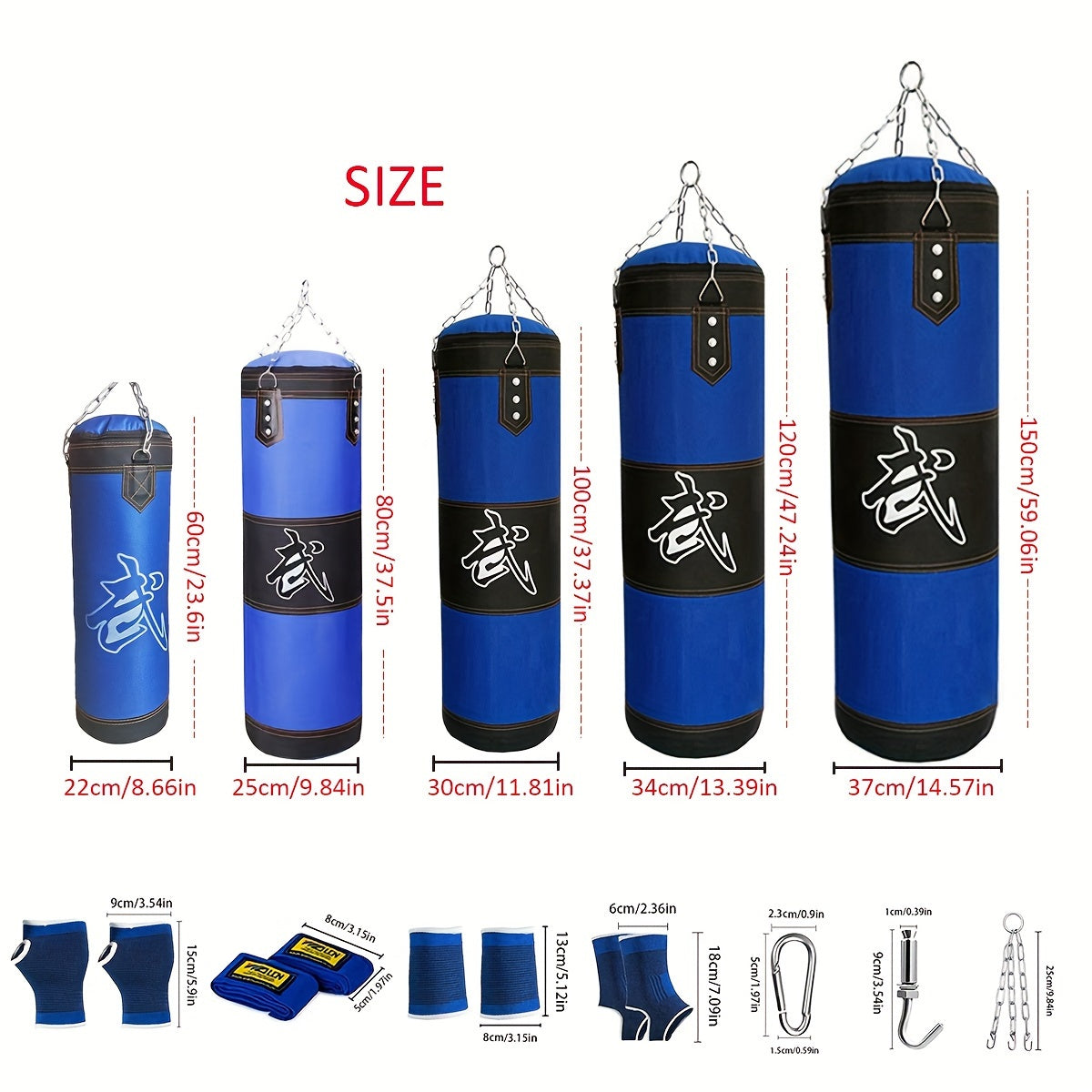 62in Oxford Cloth Boxing Bag Set Heavy Duty With Gloves For Taekwondo Home Gym