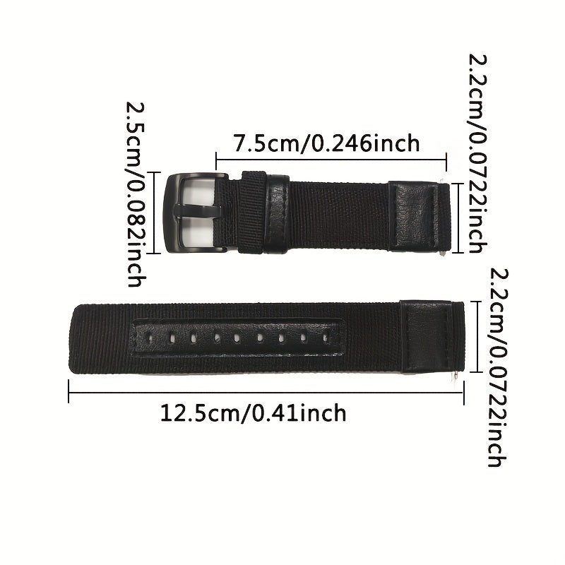 22mm Nylon Leather Watchband Sport Bracelet Quick Release Replacement Wristband