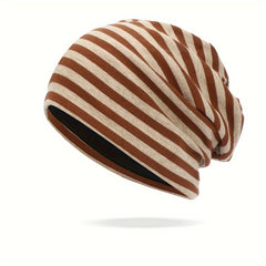 Classic Striped Soft Beanie Pullover Hat Men Women's Sports Running Hat