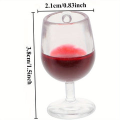 10pcs High Footed Red Wine Glass Pendants for Dollhouse Keychains