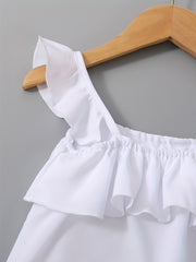 Girls Striped Wide Leg Pants Set Summer Kids Clothes