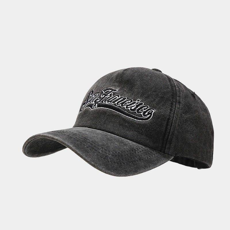 Alphabet Embroidery Washed Baseball Cap Outdoor Sunscreen Cap