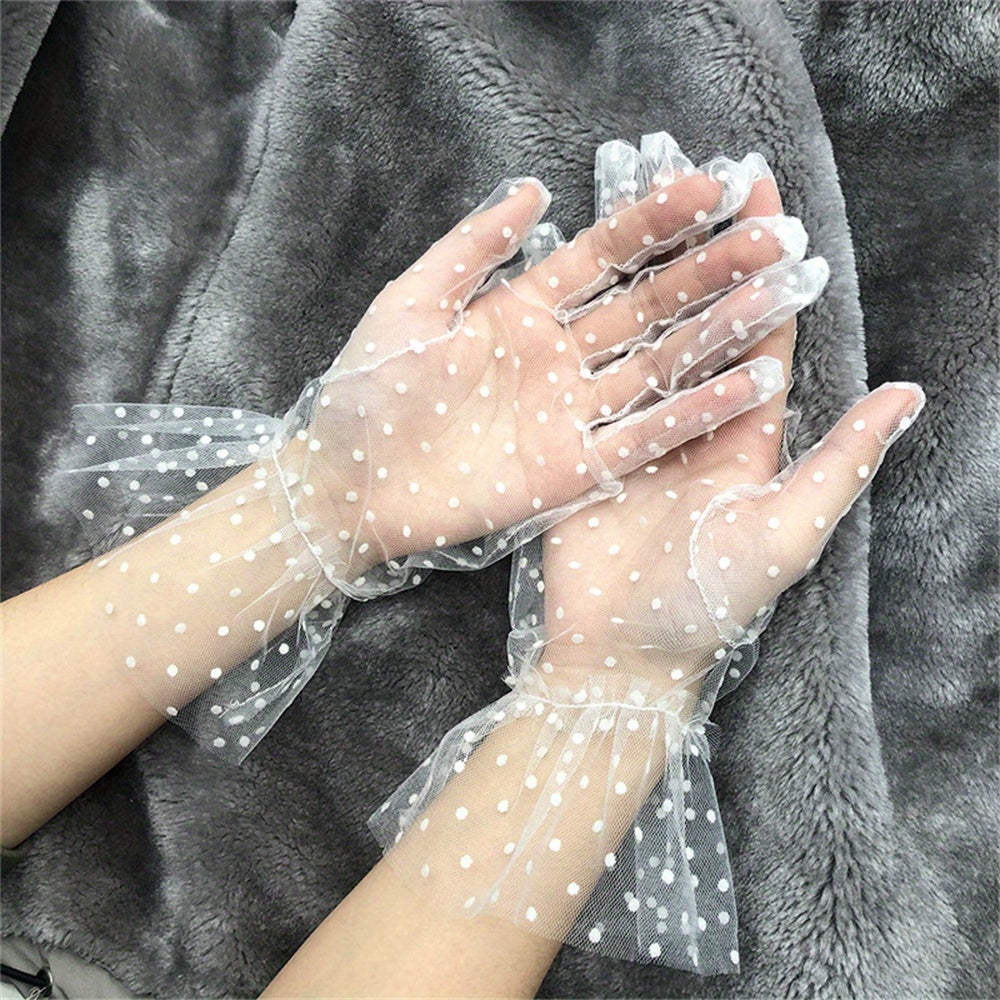 Transparent Dot Mesh Gloves Sunscreen Lace Gloves